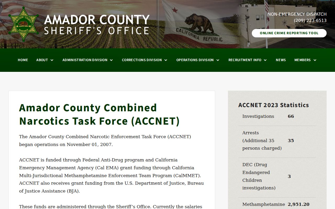 Amador County Combined Narcotic Enforcement Team official page