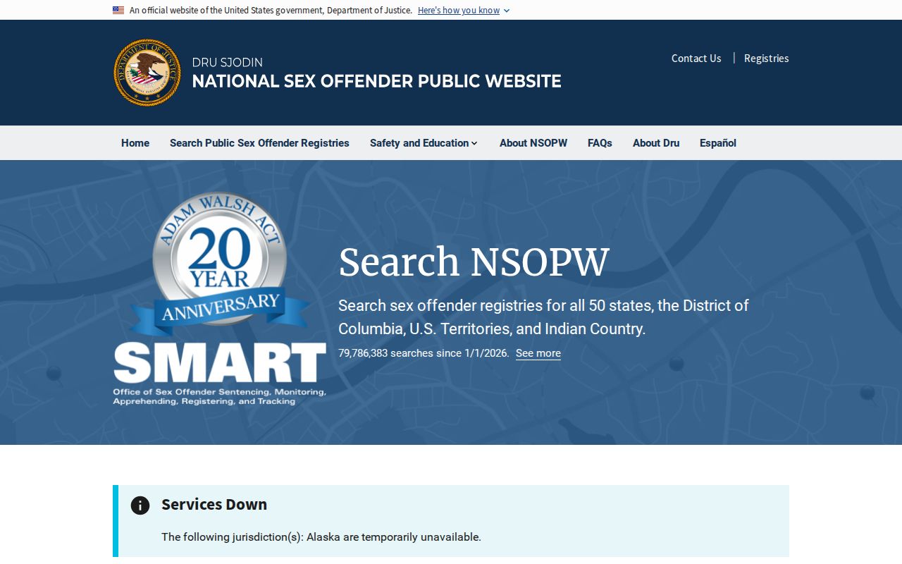 Amador County sex offender check national NSOPW interface